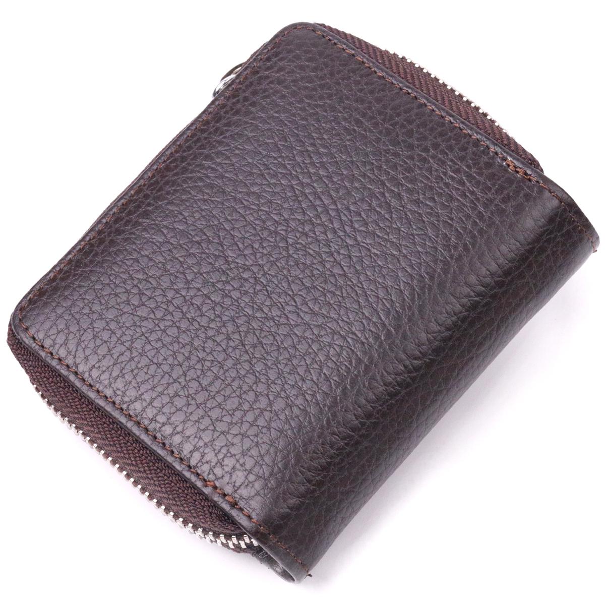 Кошелек с монетницей на молнии женский Karya Women Wallet 21412 из натуральной кожи Коричневый - фото 2