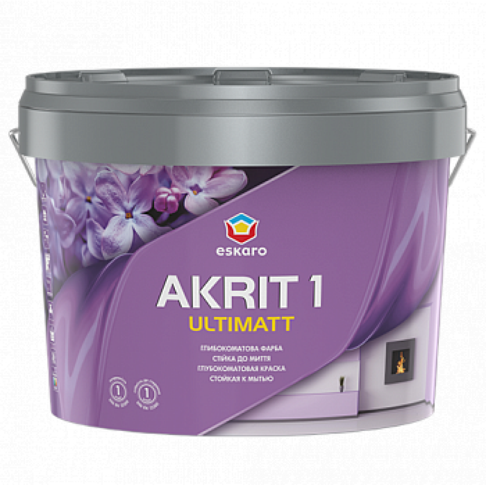 Краска интерьерная для стен и потолка Eskaro Akrit 1 Ultimatt 0,85 л Белый В1 (1700596799) Краска интерьерная для стен и потолка Eskaro Akrit 1 Ultimatt 0,85 л Белый В1 (1700596799)