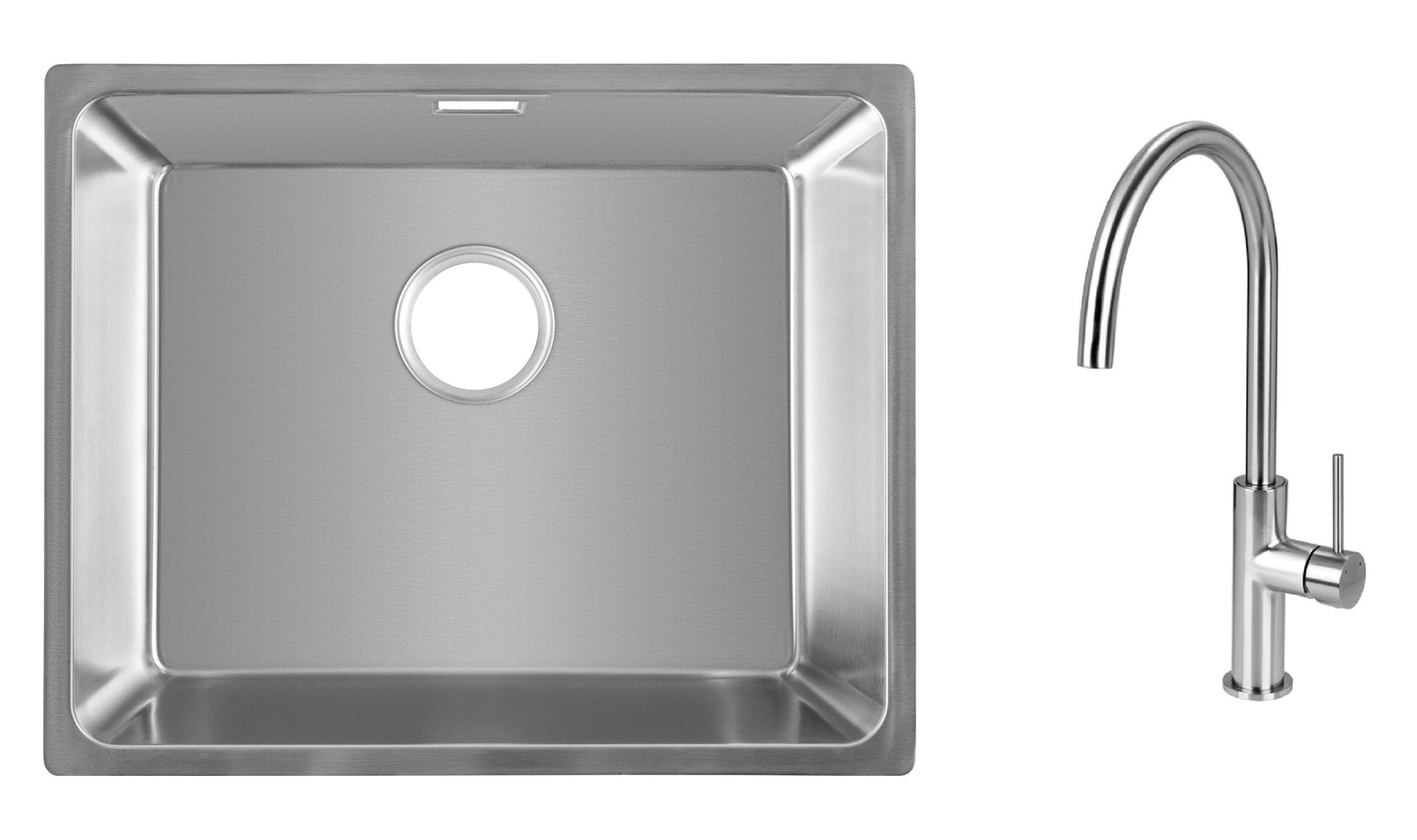 Комплект из кухонной мойки Gunter&Hauer Gera 5420 IX и кухонного смесителя Gunter&Hauer STROM Brush