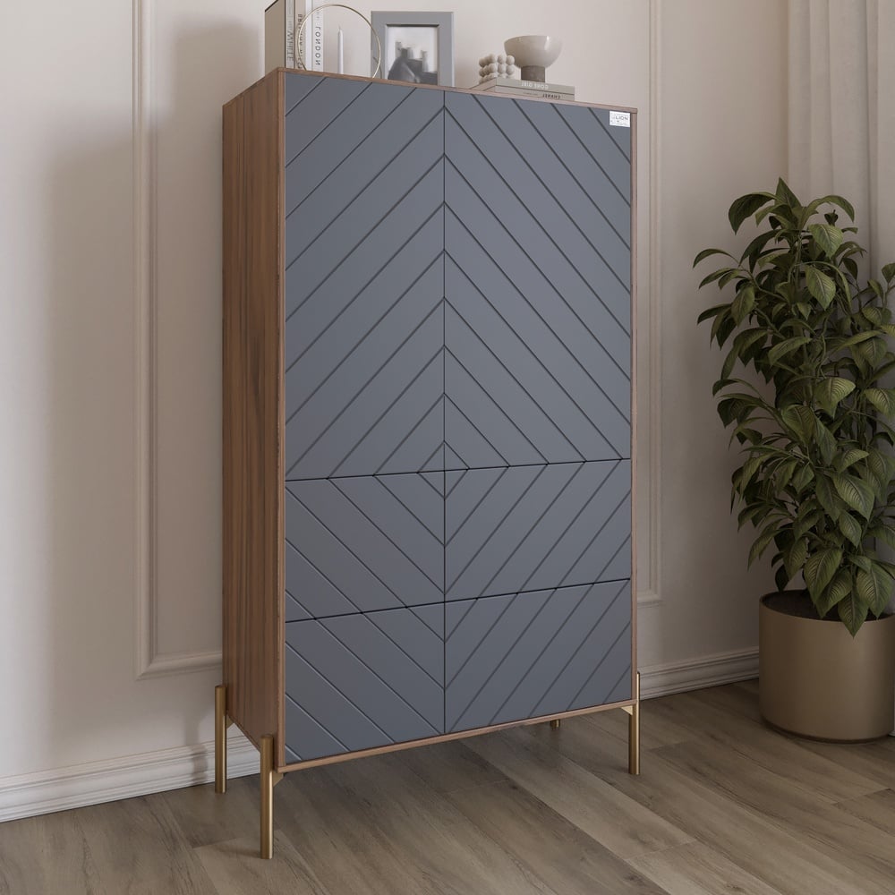 Комод-пенал Lion Амарант 84x40x150 см Дуб Ливорно/Графитовый (LION-042203)