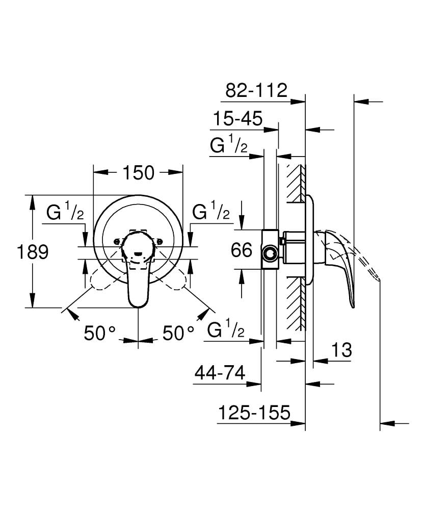 Смеситель для душа скрытого монтажа Grohe Euroeco 32742000 CV032447 Хром (176277) - фото 2