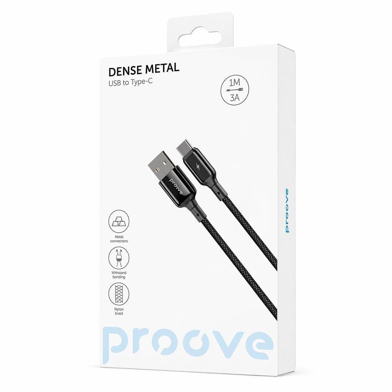 Кабель Proove Dense Metal USB to Type-C CCDM20001201 480 Мбит/c нейлон усиленные коннекторы 1 м Черный (8014)