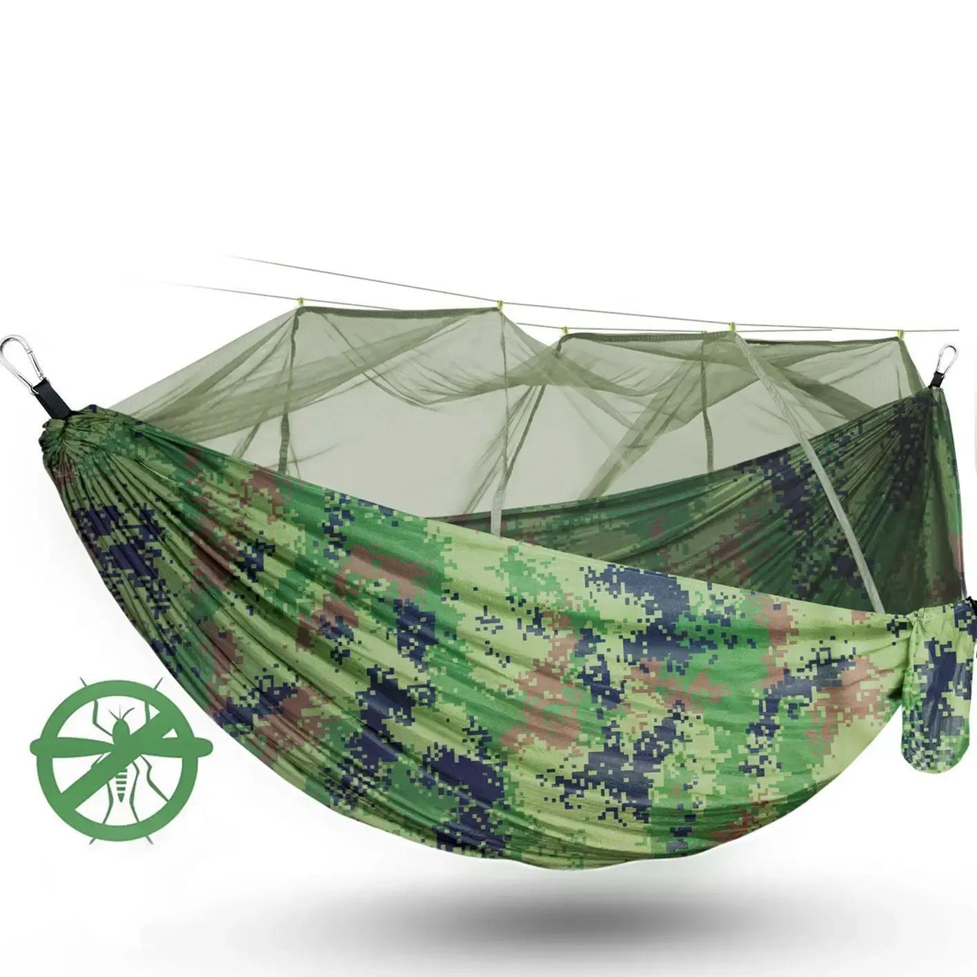 Гамак со спальным мешком с москитной сеткой GMSK-02 260х140 см Зеленый с черным (24948707) - фото 5