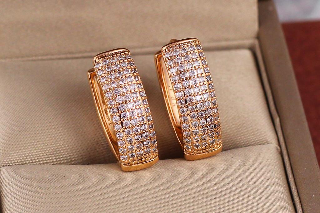 Серьги Xuping Jewelry с мелкими фианитами 2,1 см Золотистый (1774471958)