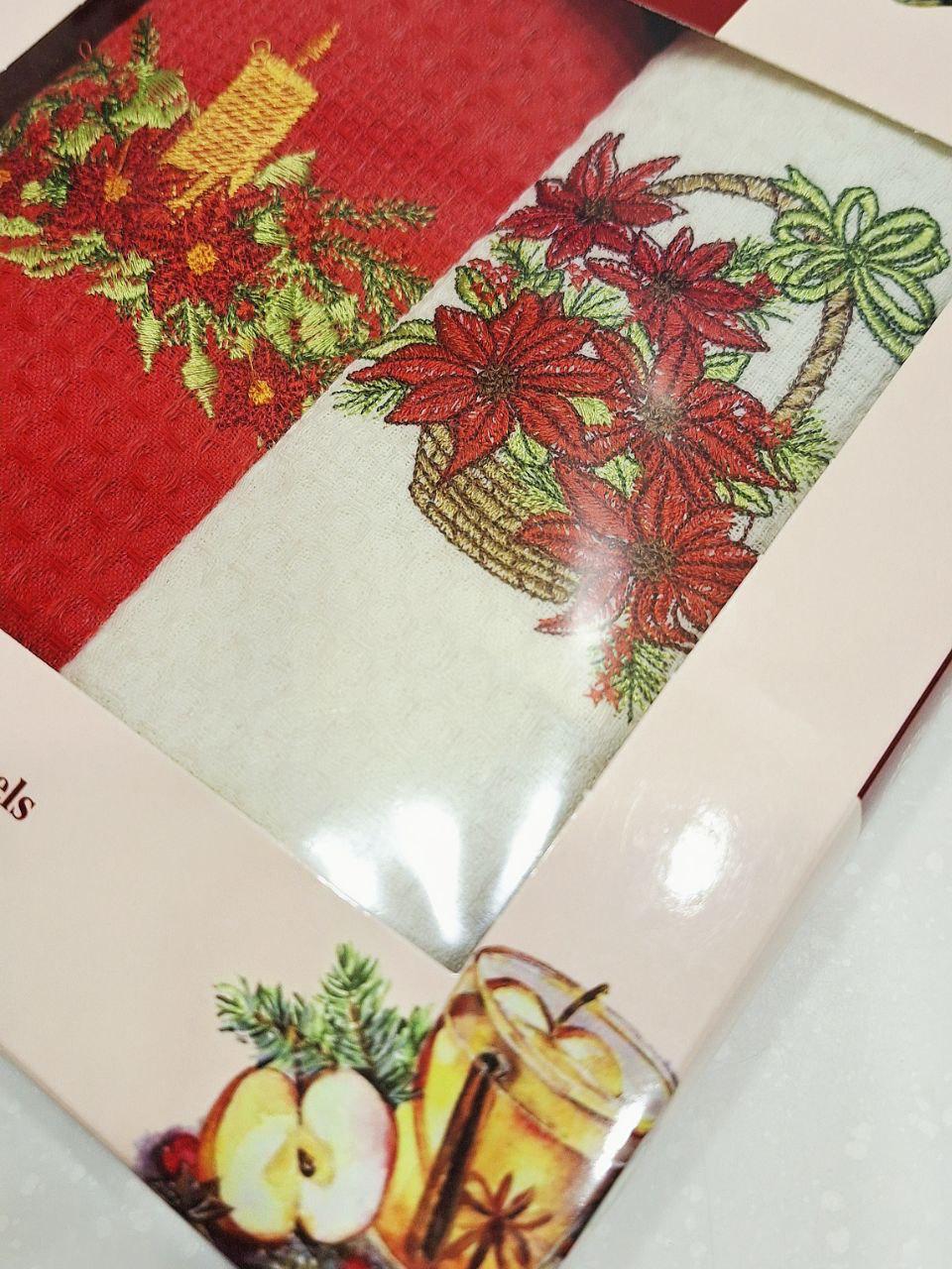 Набір кухонних рушників Merry Christmas вафельні 2 шт. 40х60 см (714) - фото 3 Набір кухонних рушників Merry Christmas вафельні 2 шт. 40х60 см (714) - фото 3