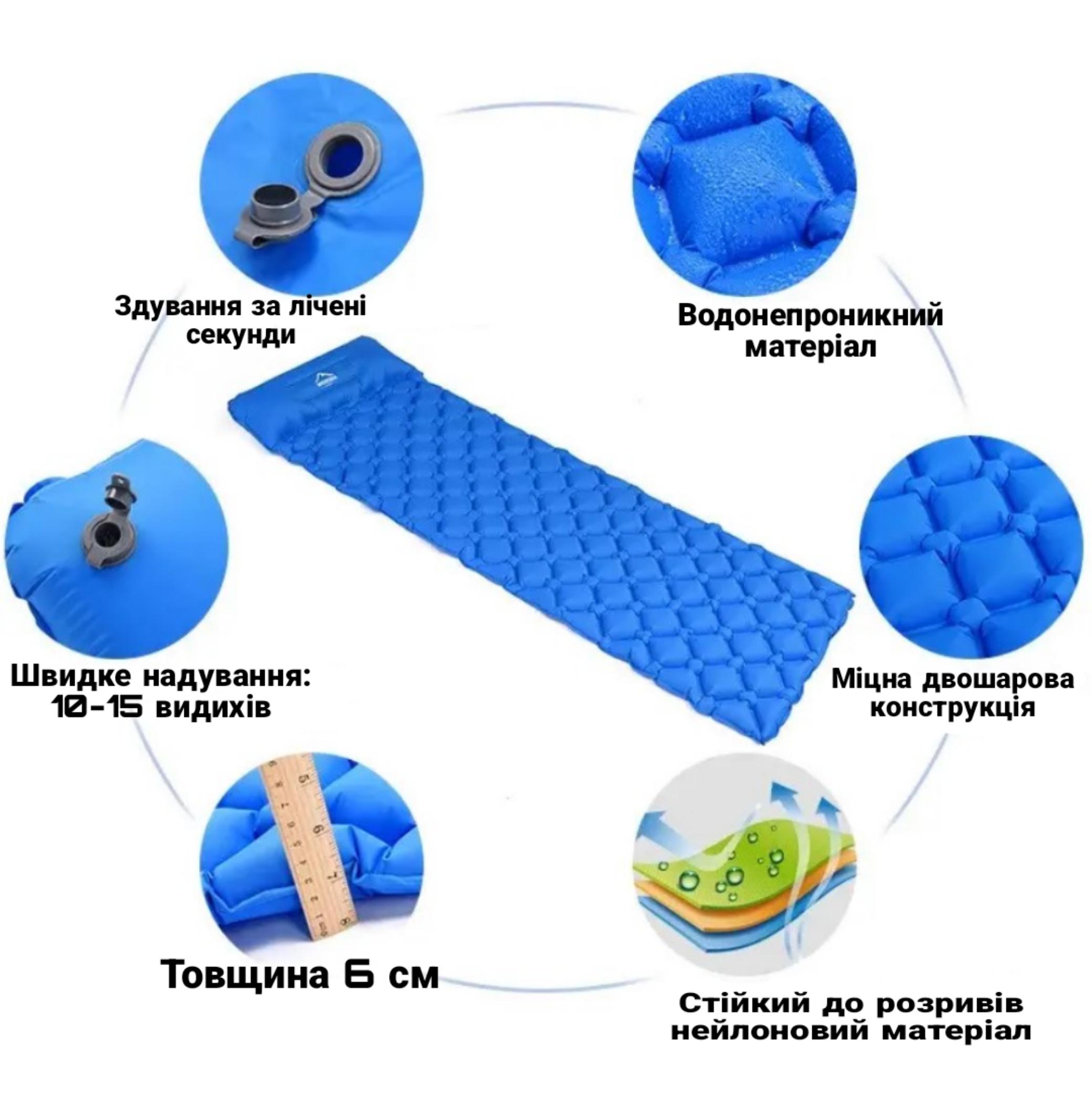Матрац чехол компактний похідний надувний Темно-синій - фото 4