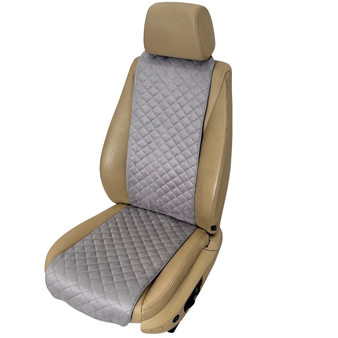 Чехол-накидка на переднее сиденье авто из алькантары Runa узкая Серый (351-1-N)