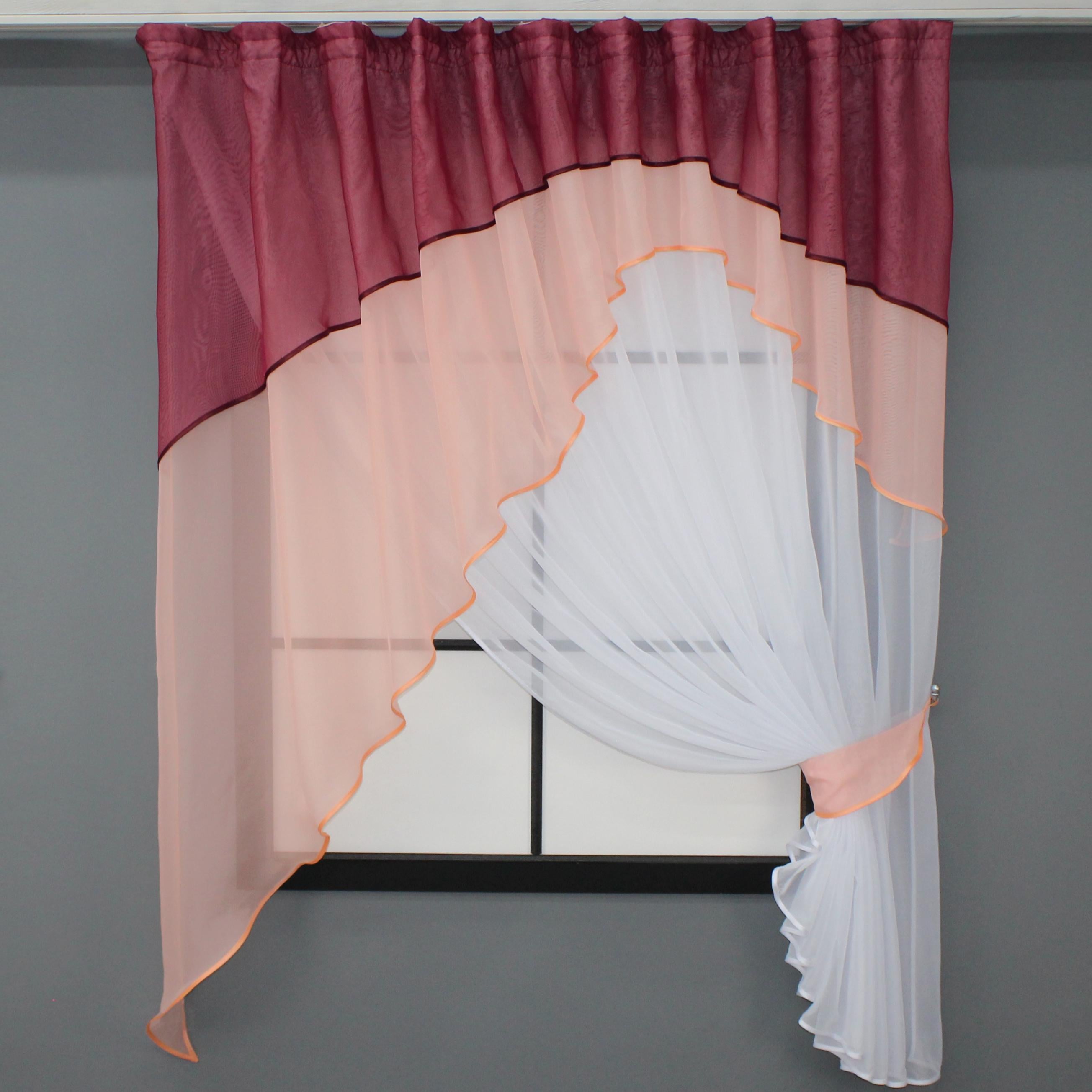 Занавеска кухонная VR-Textil № 031к с ламбрекеном 280х170 см Разноцветный (52-0698)