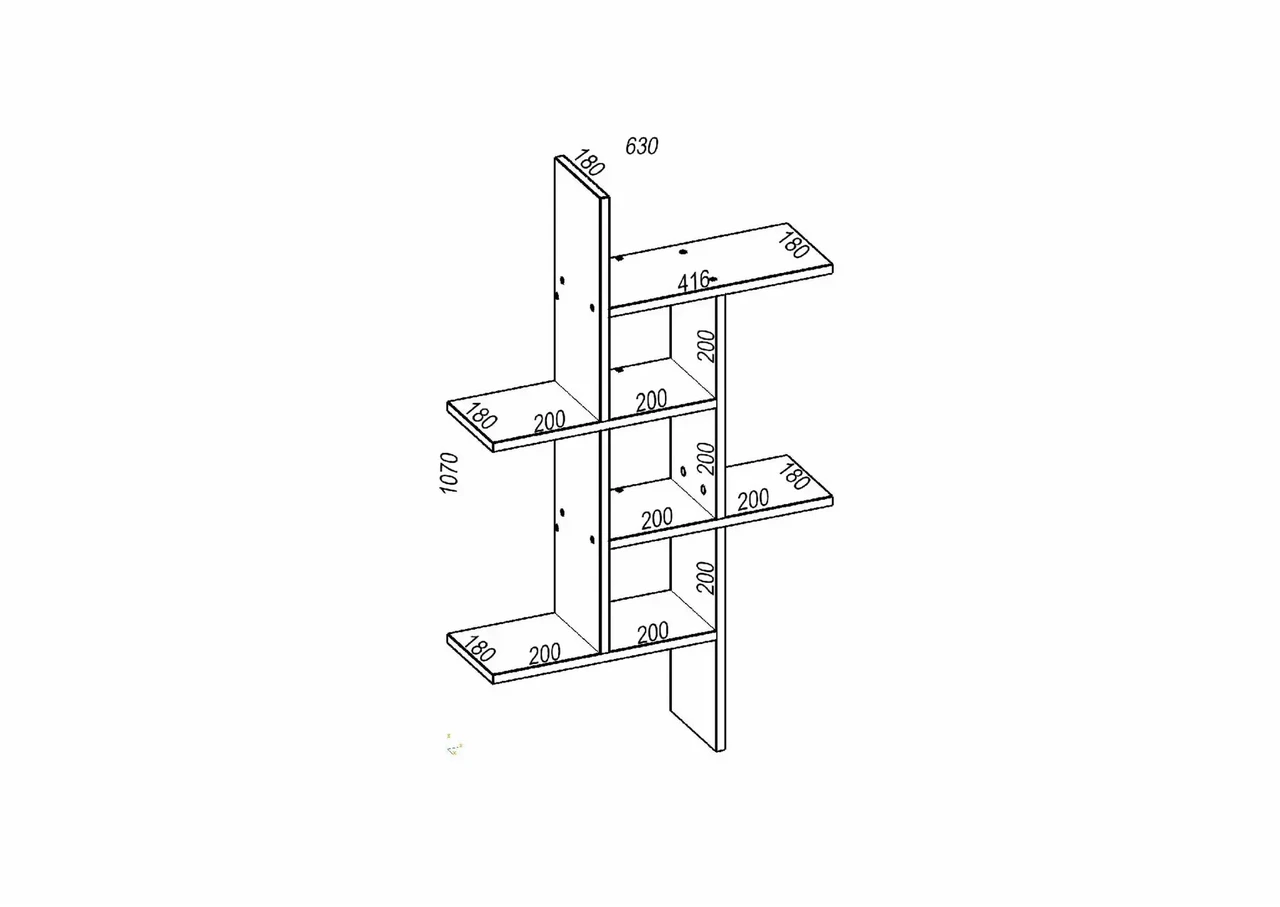 Полиця навісна Kontinent ПН-7 63х18х107 см Дуб Сонома (85912240) - фото 2