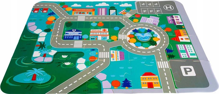 Конструктор деревянный Iso Trade City 115 деталей с ковриком-пазлом и транспортом (11228) - фото 2