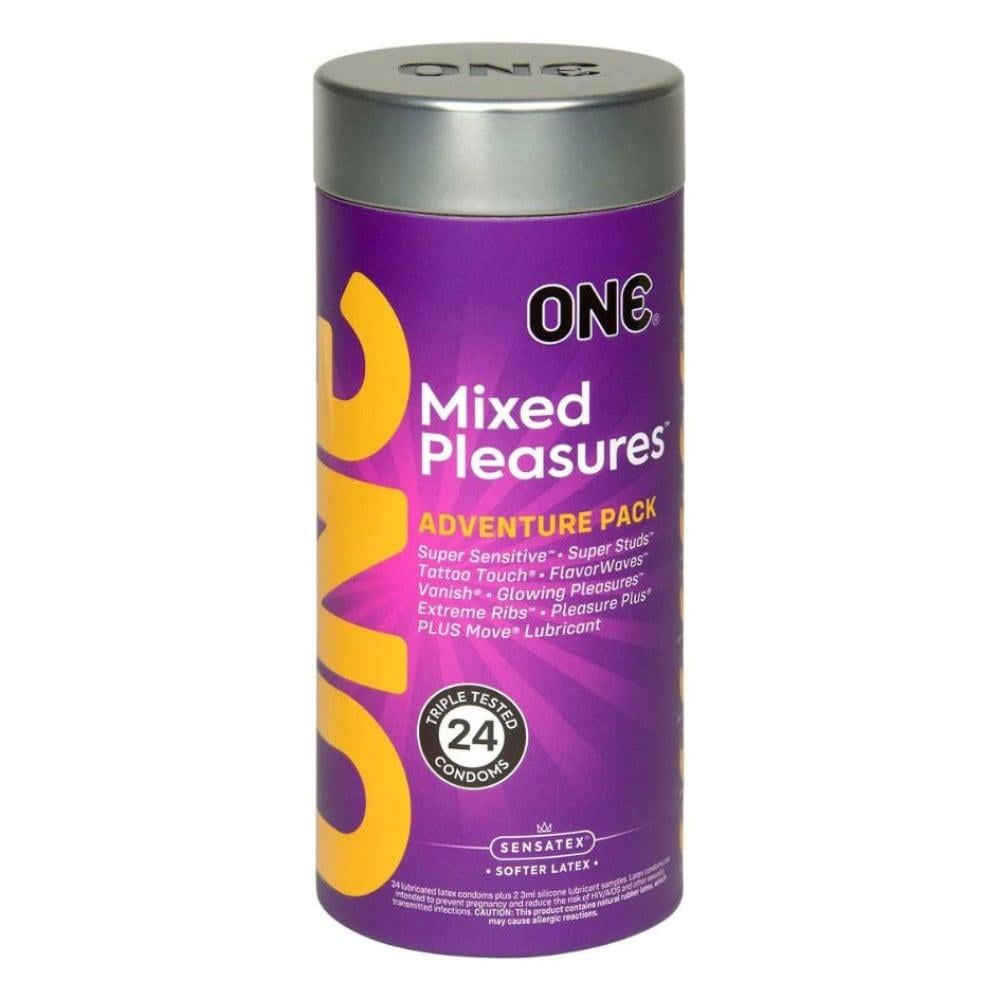 Набор презервативов со смазкой ONE Mixed Pleasures Смешанные удовольствия 24 шт. (ONE110104)