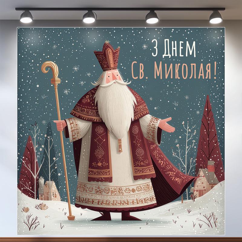 Банер для фотозони День Святого Миколая 200х200 см №46009