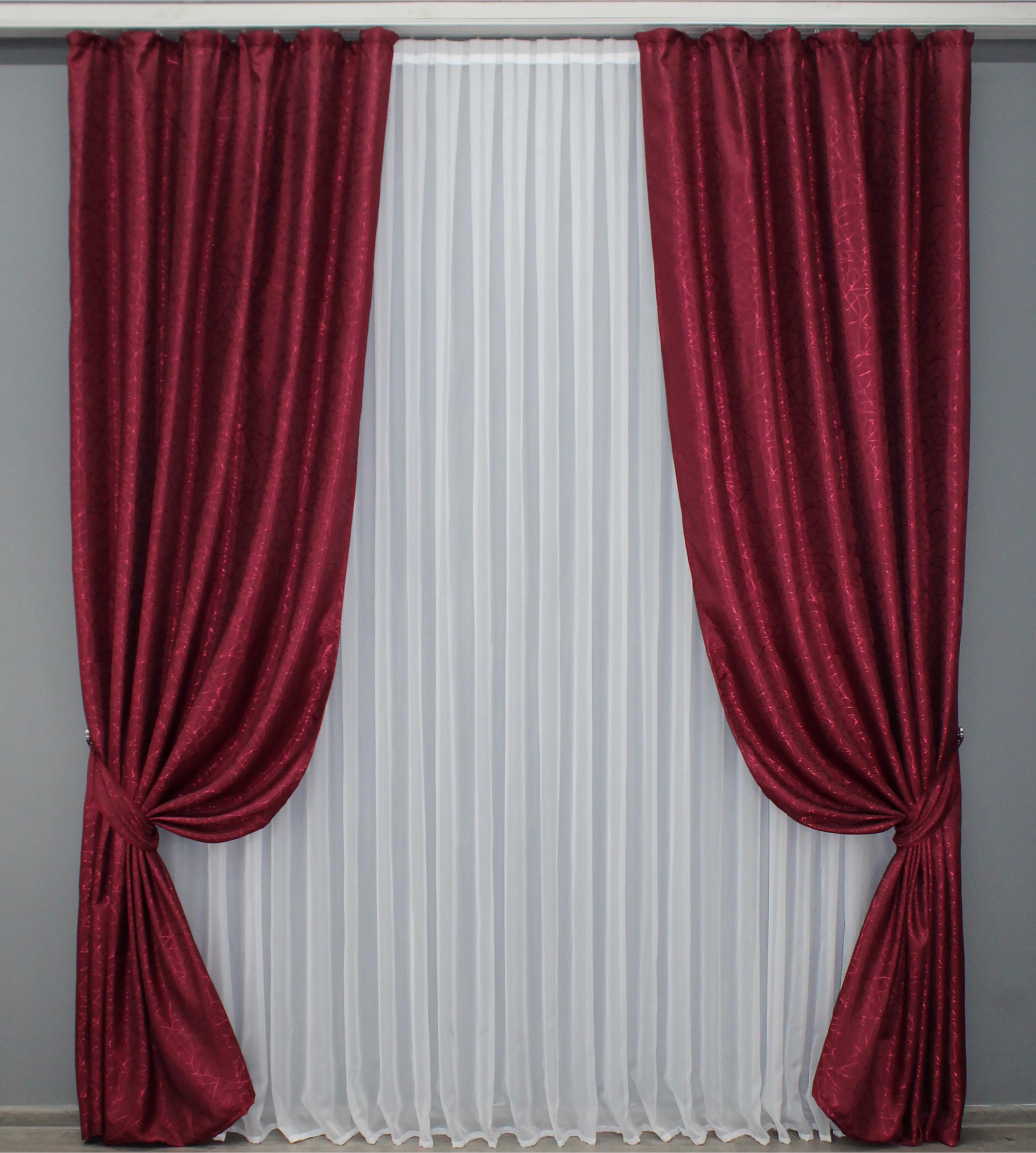 Комплект штор VR-Textil Саванна №612ш жаккард 150х270 см 2 шт. Бордовый (30-396)