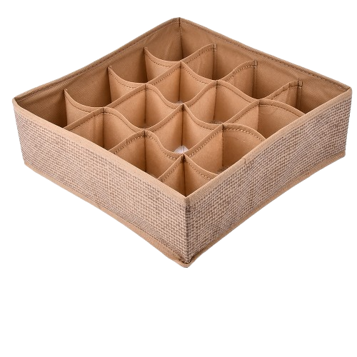Коробка органайзер для хранения белья Stenson Lino R89762 16 отделений 30х30х10 см Beige