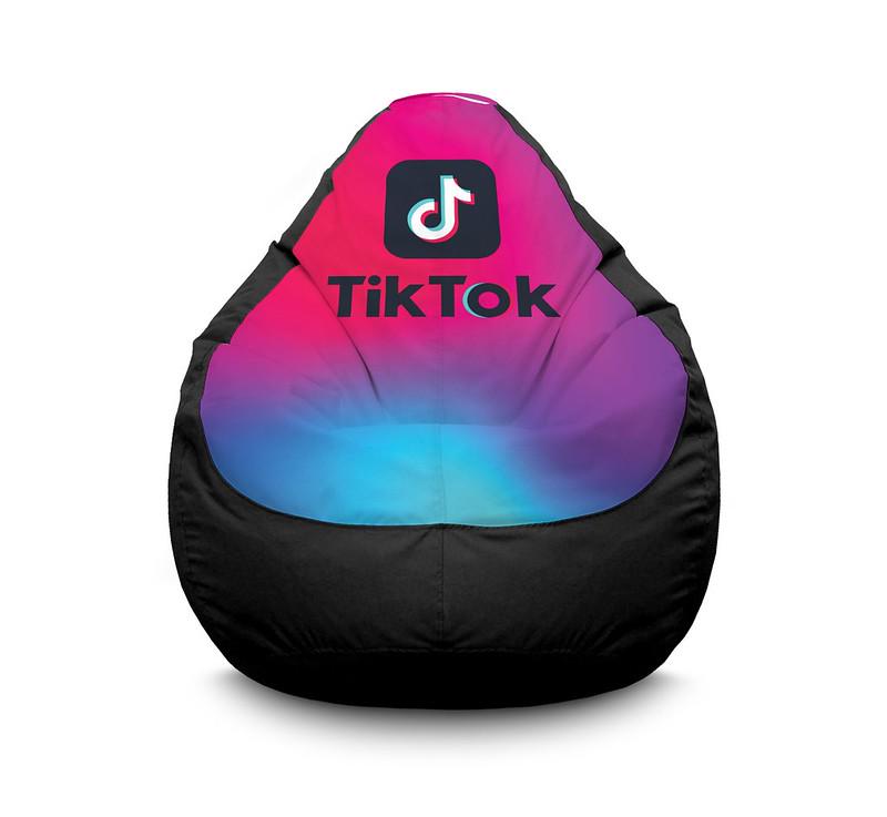 Кресло мешок iPuff Tik Tok Logo and gradient Black Оксфорд XL 80x110 см Черный