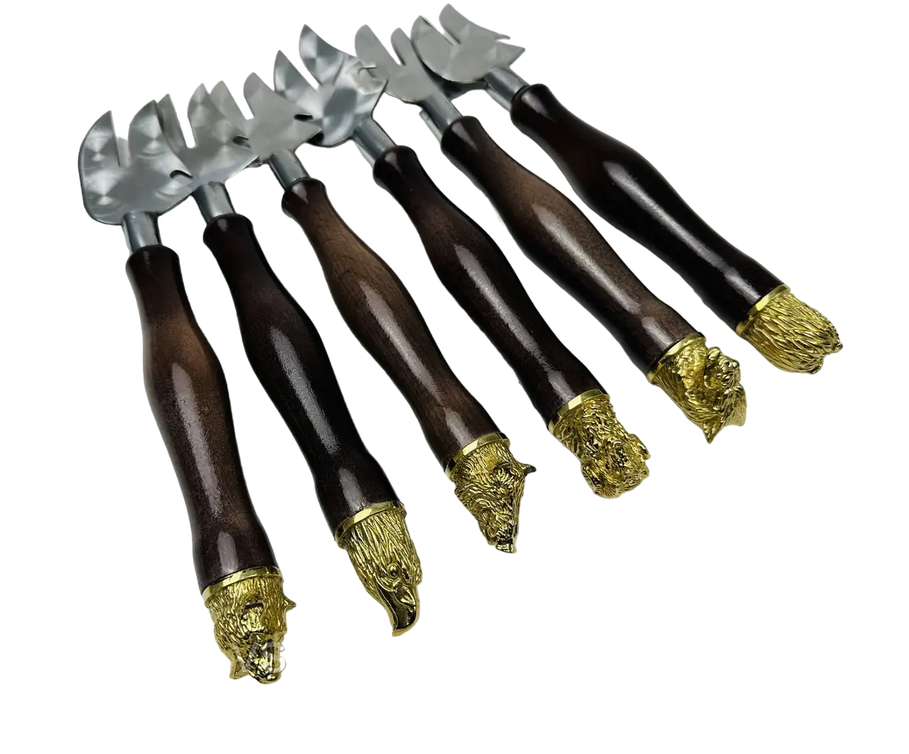 Вилка-нож для снятия мяса Сафари 6 шт. из нержавеющей стали с деревянной ручкой (2-10-SH-3125)