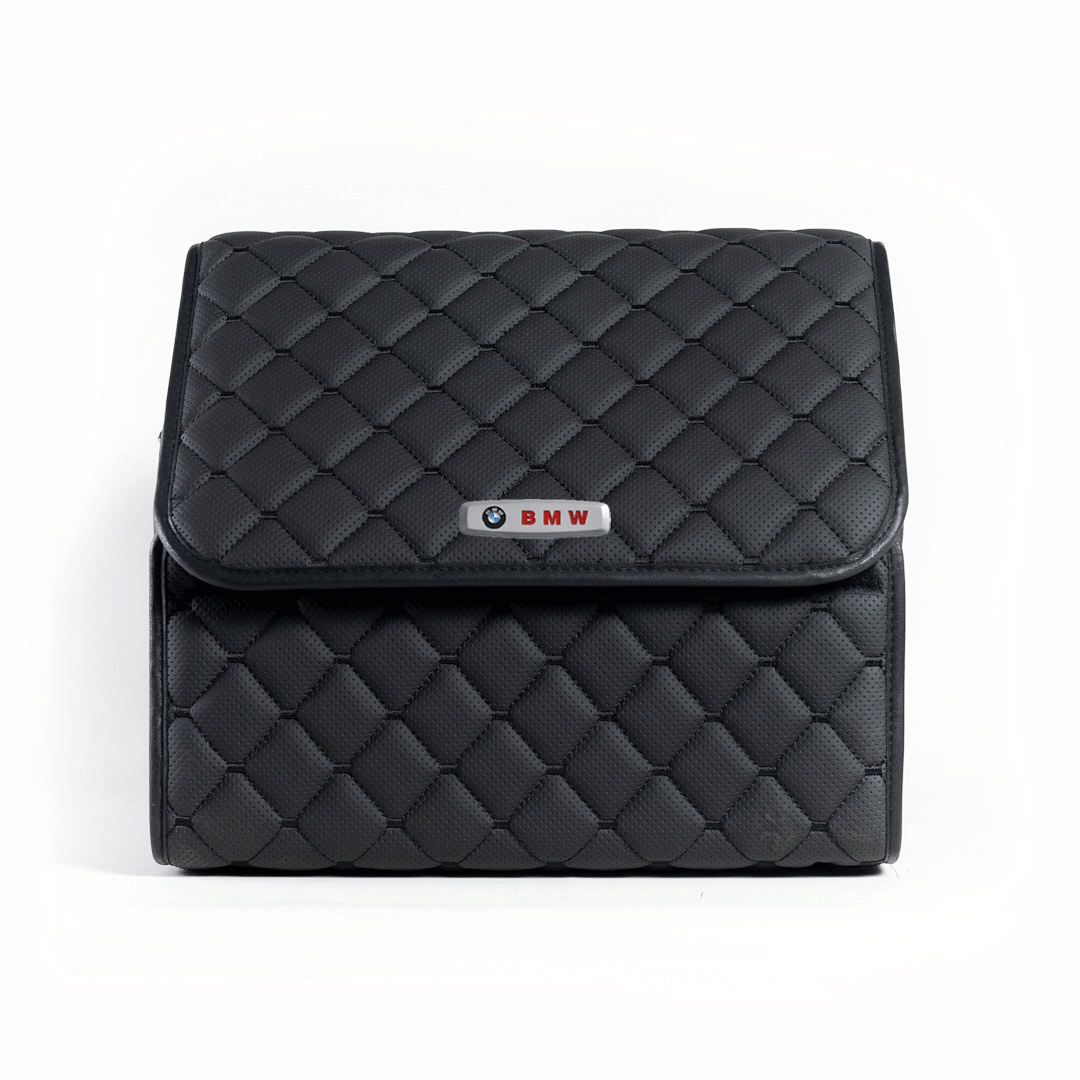 Сумка-органайзер с лого BMW в багажник CarsBAG Экокожа 30x35x30 см Черный (acb-1036-5-30х35х30-015)