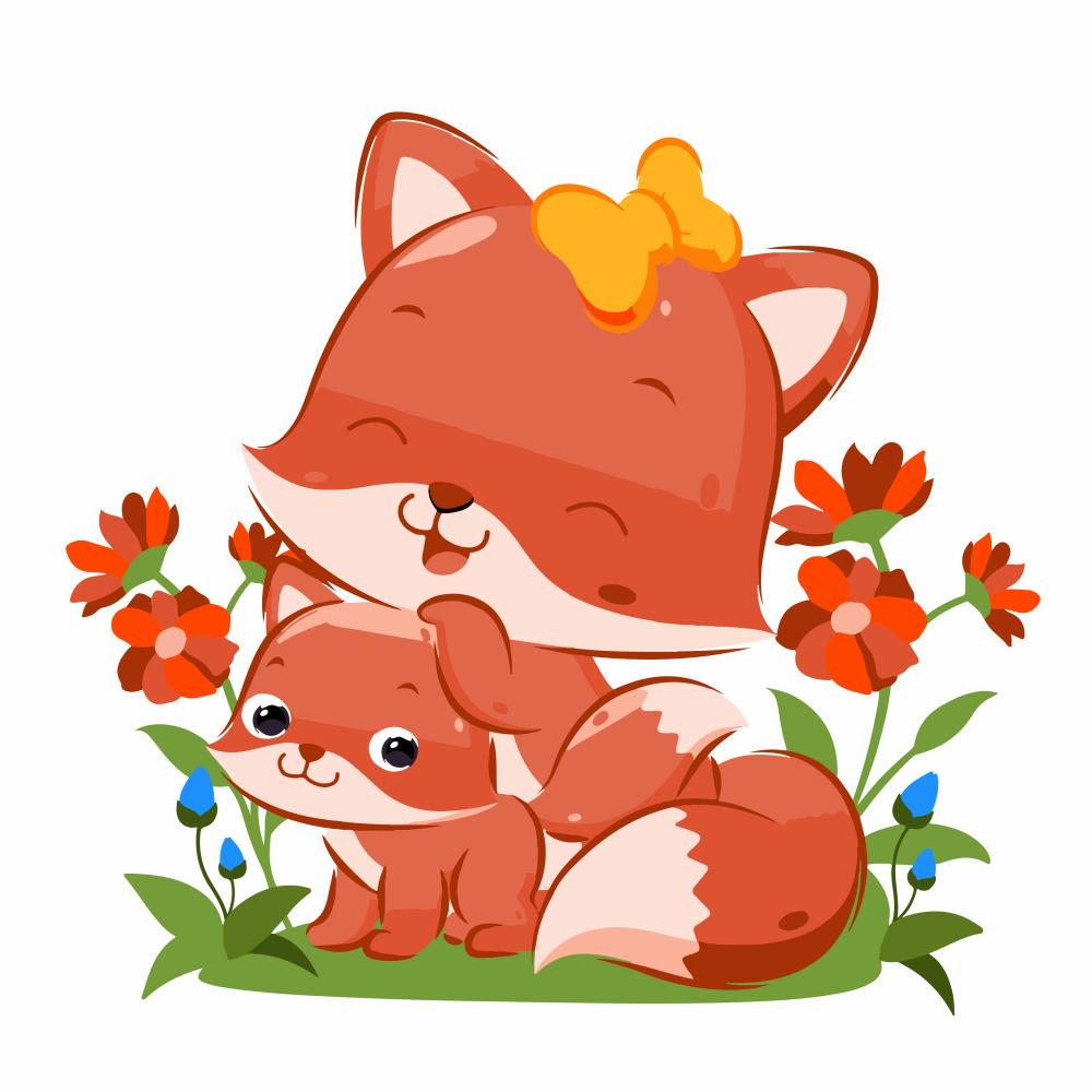 Картина по номерам Strateg Лиса с лаком 30x30 см (Str-ES-0850)