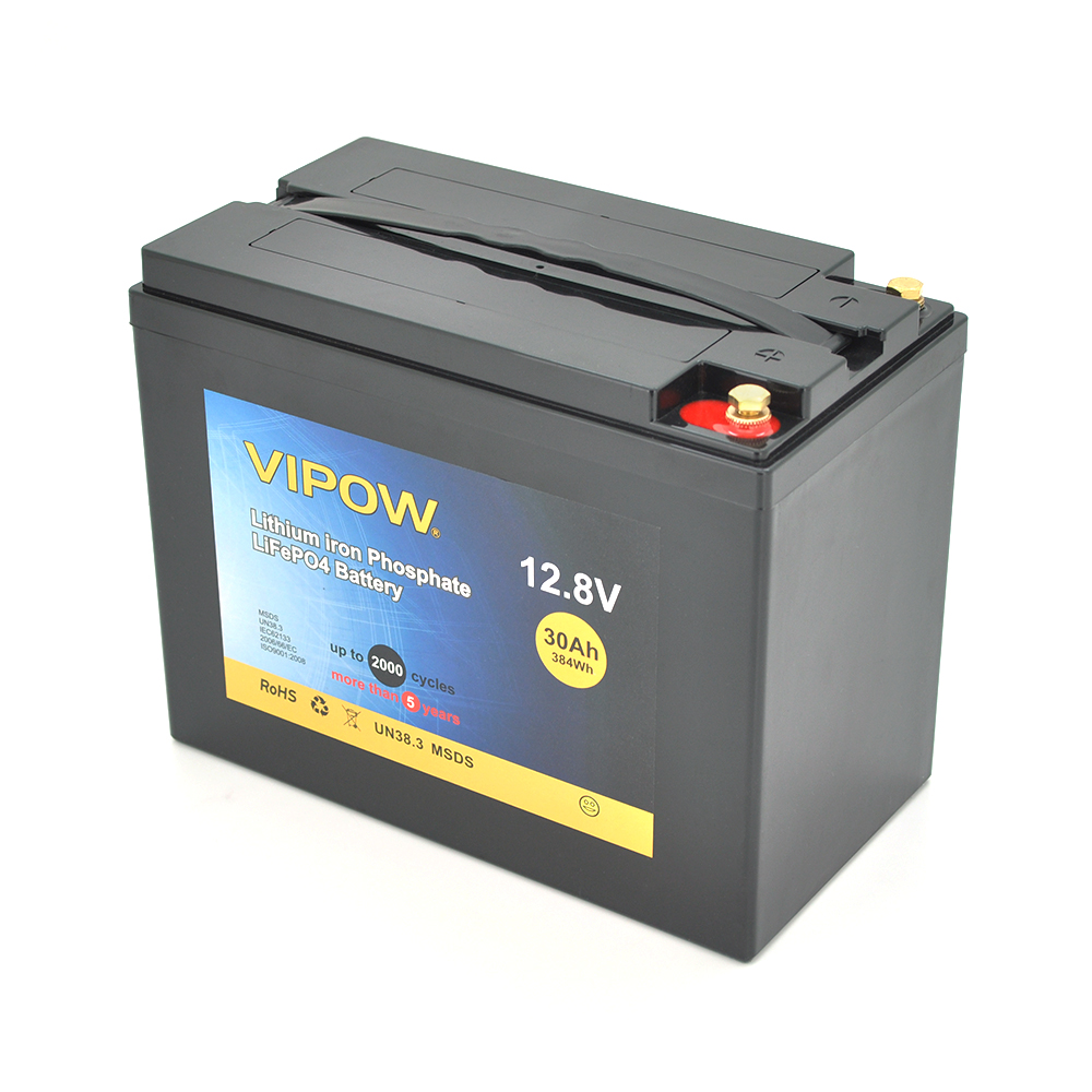 Аккумулятор Vipow LiFePO4 12,8V 30 Ah с ВМS 25A для солнечных систем (17553)