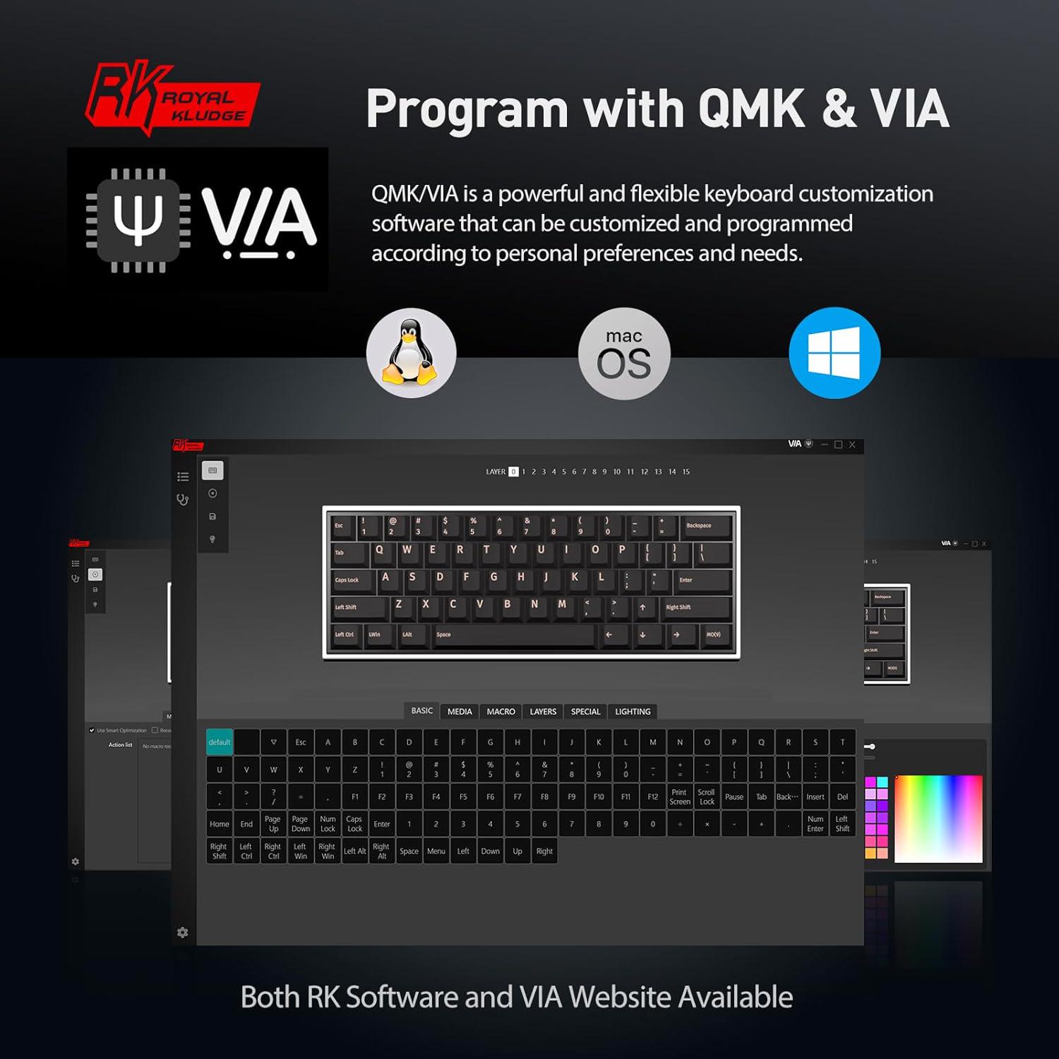 Клавиатура механическая игровая Royal Kludge RK61 RGB подсветка/61 клавиша/раскладка Qwerty Белый - фото 6