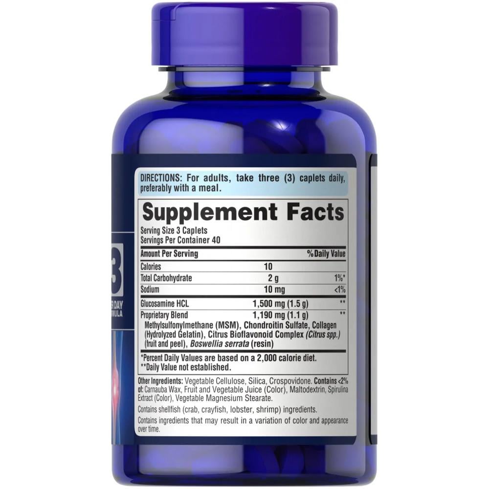 Глюкозамин Хондроитин МСМ Puritan's Pride Double Strength хондропротектор 120 таблеток (2696871393) - фото 2 Глюкозамин Хондроитин МСМ Puritan's Pride Double Strength хондропротектор 120 таблеток (2696871393) - фото 2