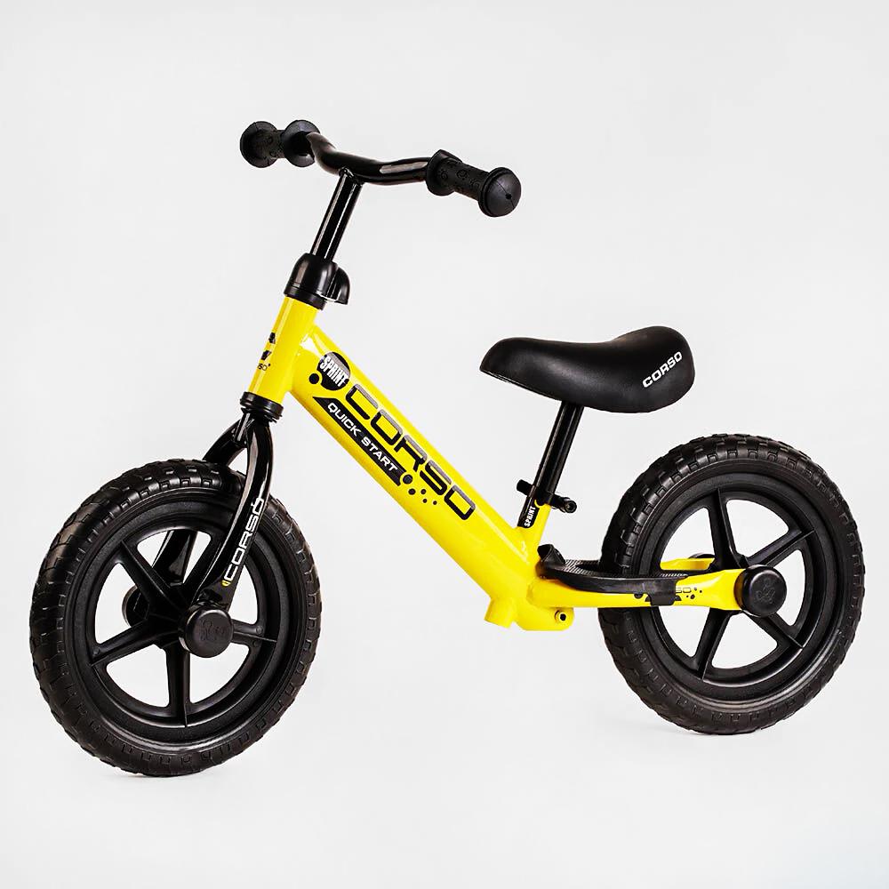 Беговел детский Corso Sprint 12" стальная рама подставка для ножек Yellow (118240)