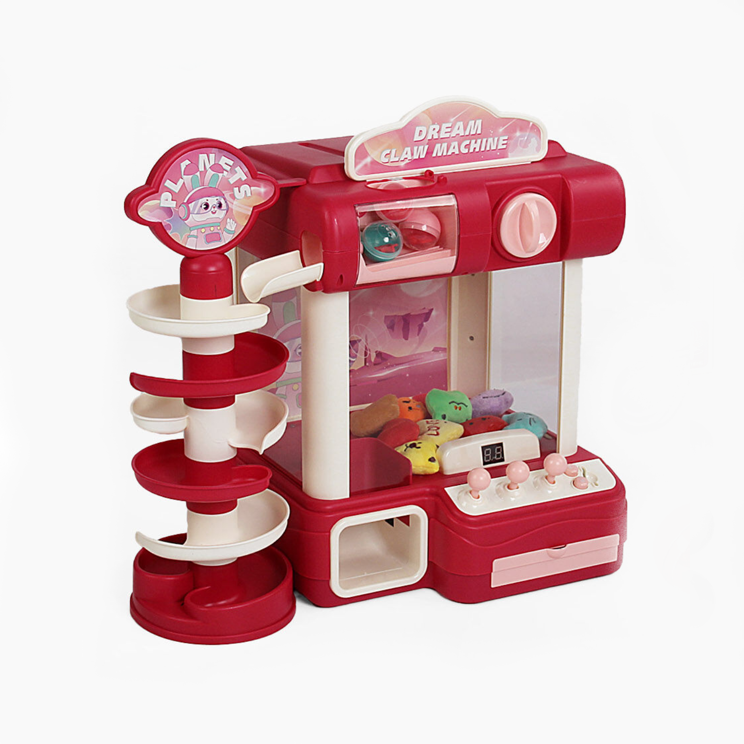 Детский игровой автомат G 228 A-98929/6 подсветки/мелодии/мягкие игрушки/шарики/от батареек/сети/игра с шариком/монетки/в коробке (25422879)