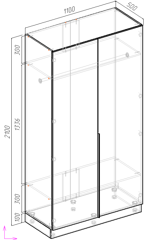 Шкаф распашной Viant Сити С5 1100х500х2100 мм Белый - фото 3