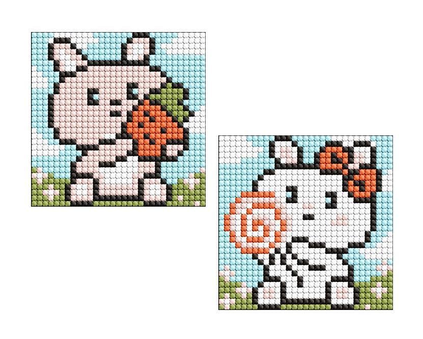 Дитяча мозаїка алмазна на самоклеючій основі Ideyka Милі зайченята 9x9 см (AMS1093)