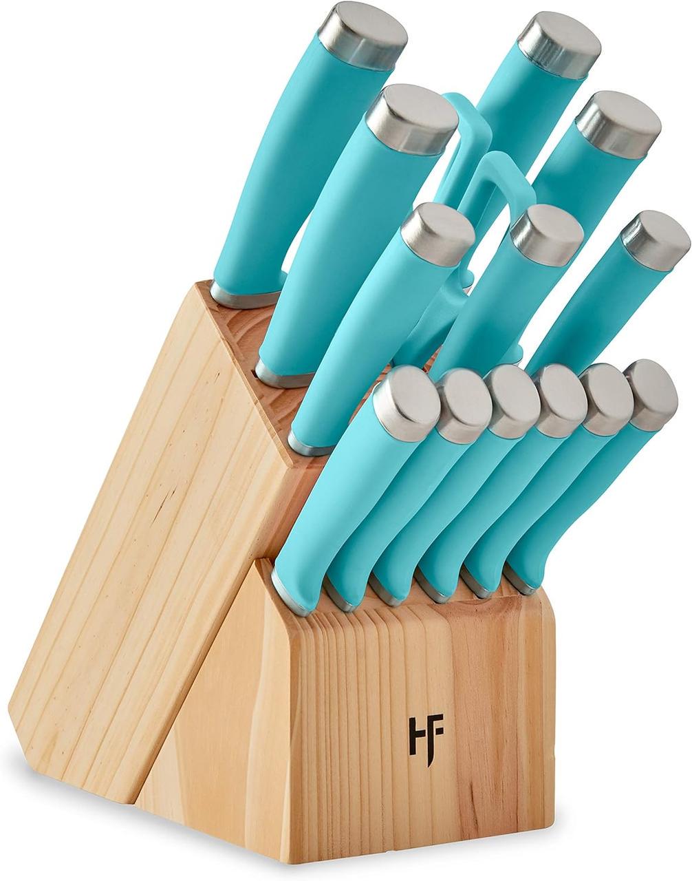Набір ножів для шеф-кухаря Hampton Forge Epicure True Aqua з підставкою 15 пр. Набір ножів для шеф-кухаря Hampton Forge Epicure True Aqua з підставкою 15 пр.