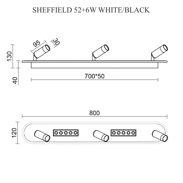 Спотовой светильник светодиодный ESLLSE SHEFFIELD 3RL APP 52+6 Вт с пультом Белый (10211-1) - фото 3