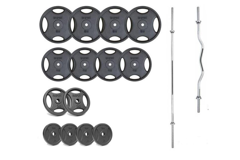 Набор штанга с гантелями RN-Sport 4 грифа + 120 кг металлических дисков (2522948995)