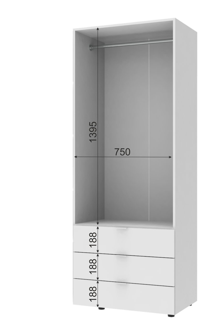 Шкаф распашный для одежды Doros Гелар 2 + 2 ДСП 155х49,5х203,4 см Белый (42002117) - фото 4