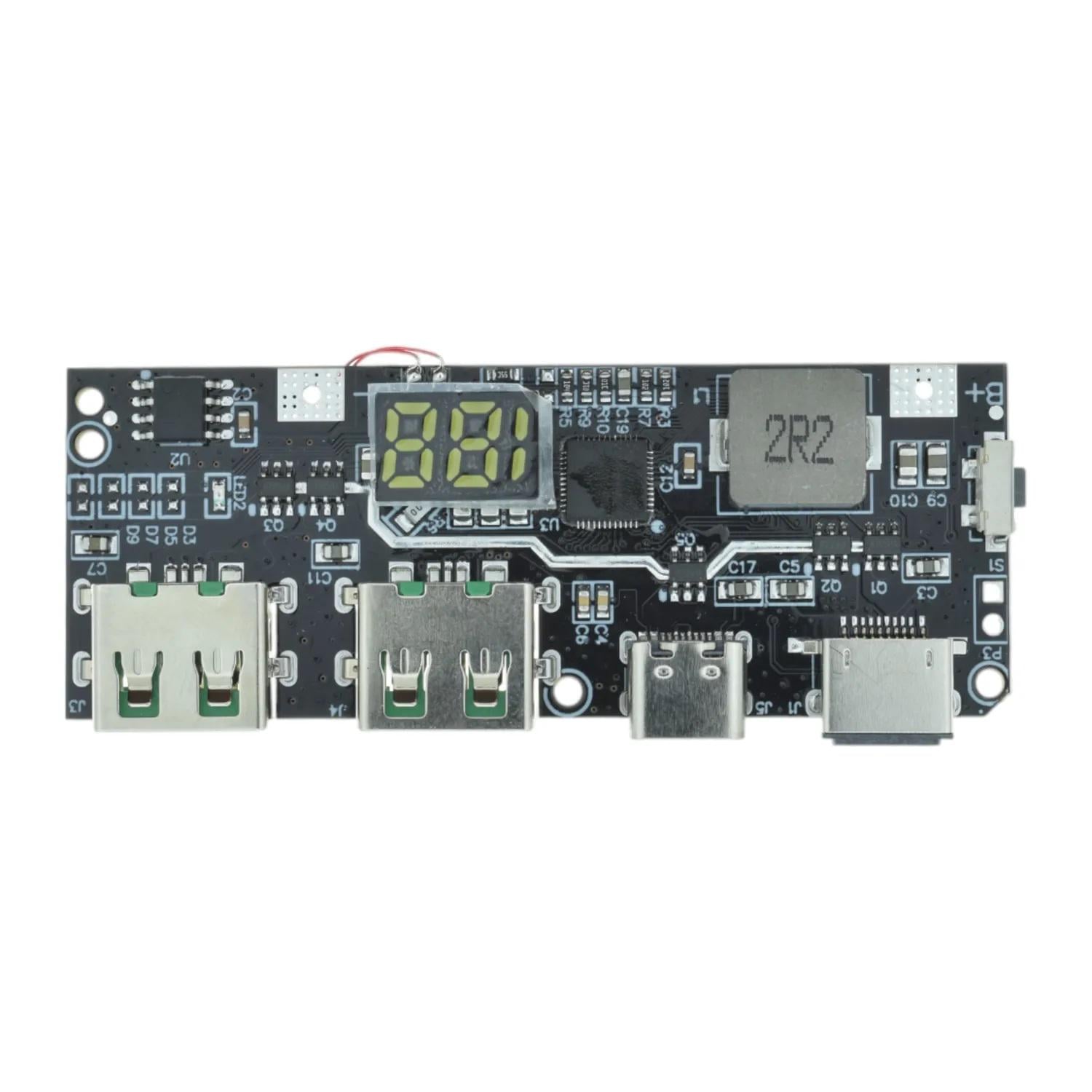 Плата для повербанка SW6208S 2хUSB-A/1хUSB-C/1хMicroUSB/1хLightning 25W для Li-ion/Li-pol аккумуляторов с цифровым индикатором (00-00027437)