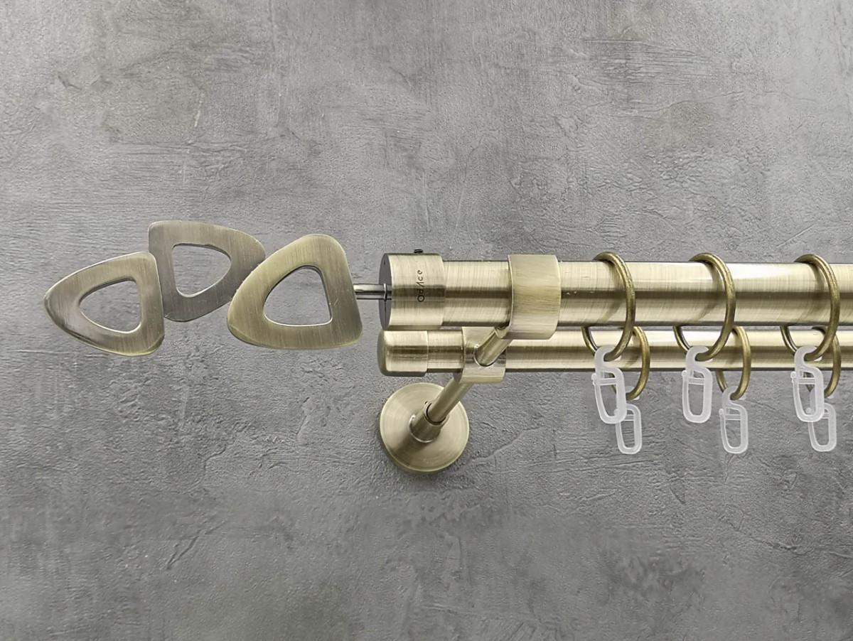 Карниз Quadrum Лилет гладкая штанга двойной модерн 25/19 мм 300 см Антик (264774371)