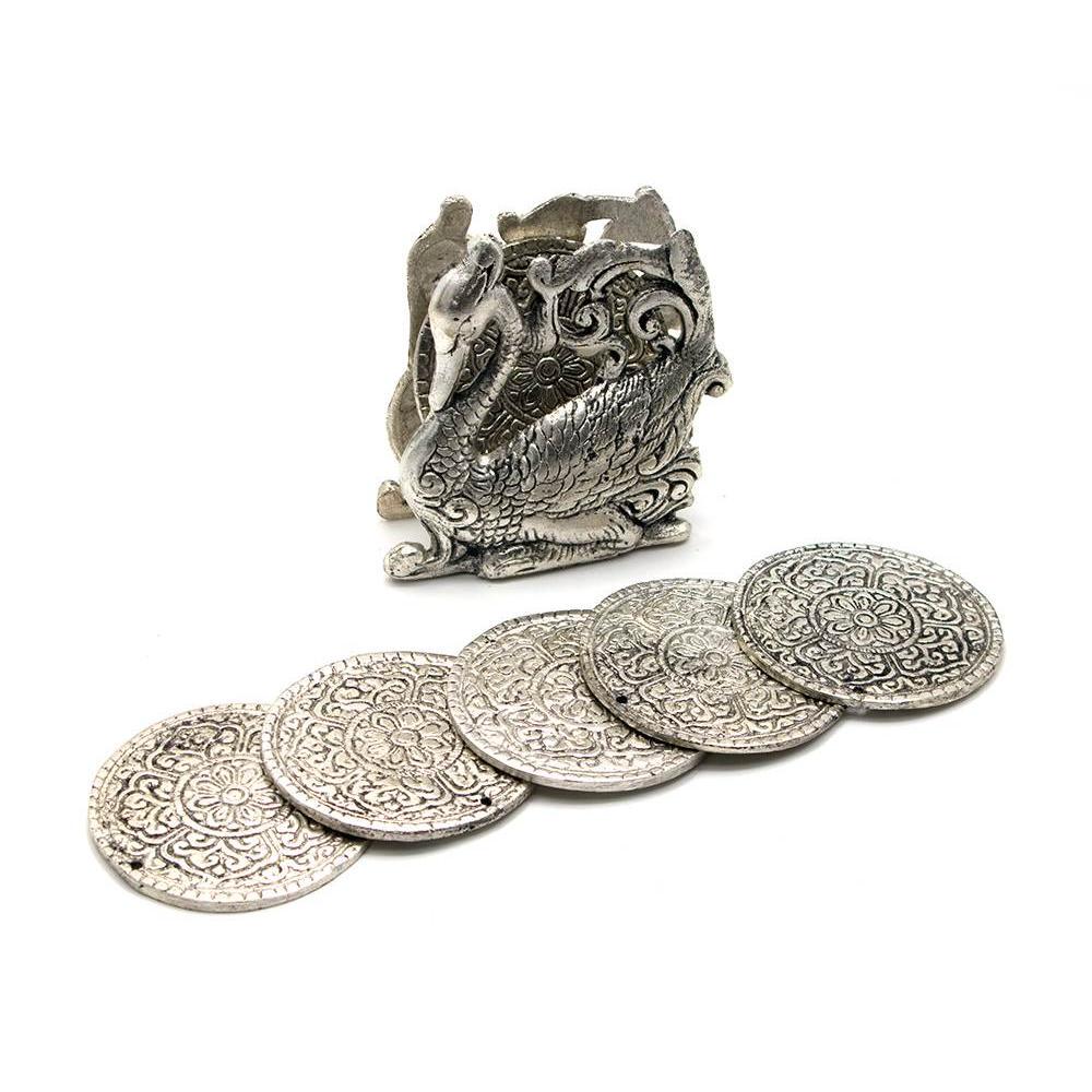 Підсклянники металеві Непал Лебідь 9х8,5х4,5 cм 6 шт. (25923)