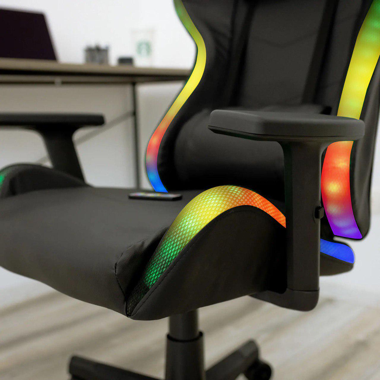 Крісло комп'ютерне геймерське для дому офіса 4Points XT LED з підсвіткою та подушками Чорний (40045) - фото 6