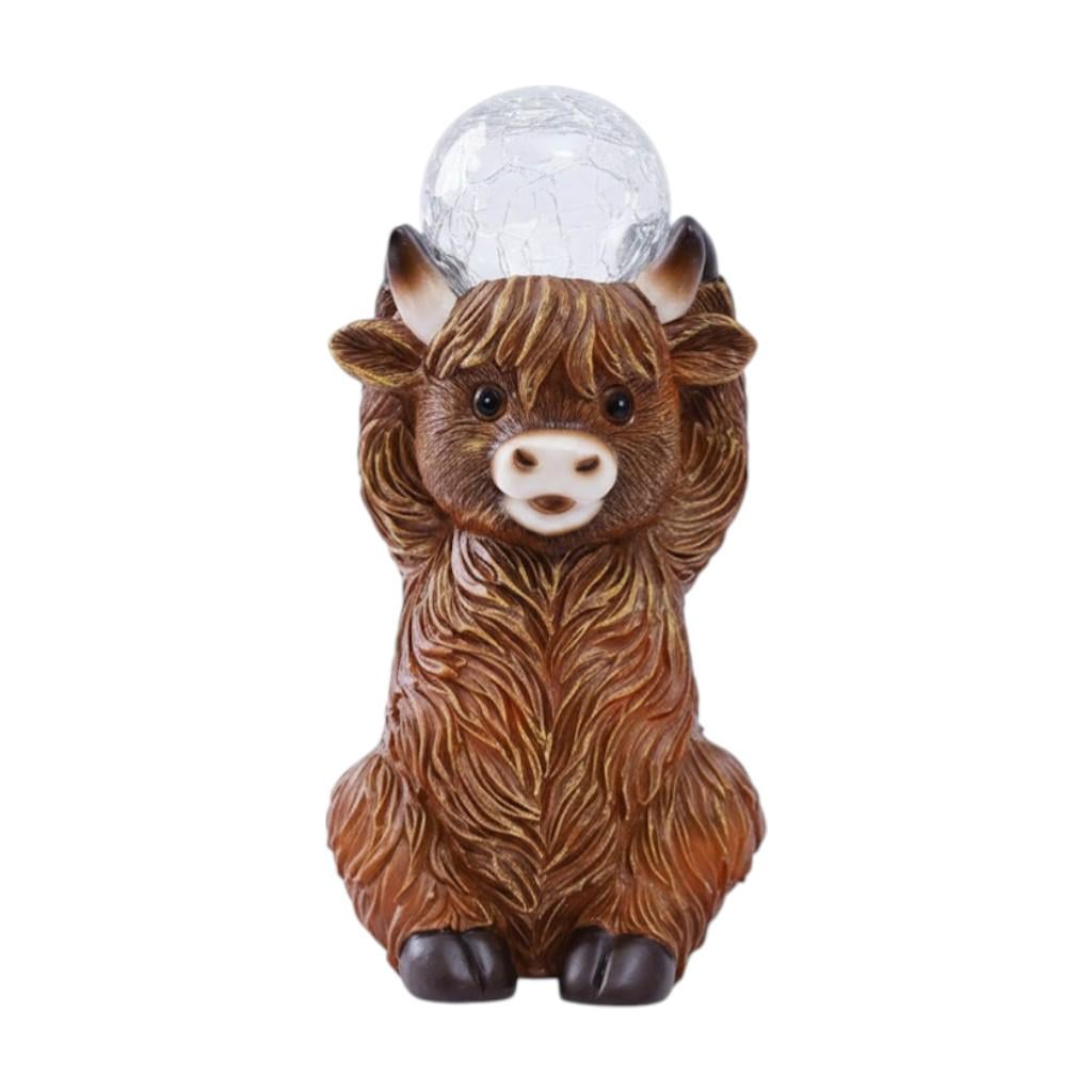 Фігурка садова декоративна Nacome Highland Cow на сонячній батареї з LED-підсвіткою