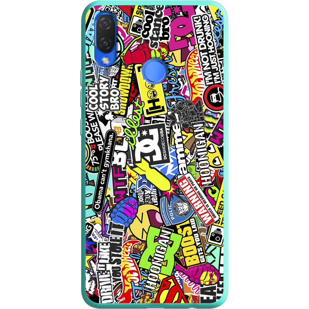 Чехол Boxface Huawei P Smart Plus Multicolored Inscriptions Мятный силикон (34912-up880-36134)