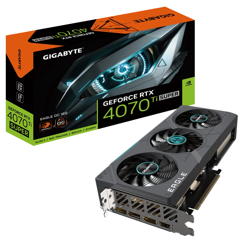 Відеокарта Gigabyte nVidia RTX4070Ti Super 16 ГБ GDDR6X/21000 МГц (GV-N407TSEAGLE OC-16GD) - фото 7