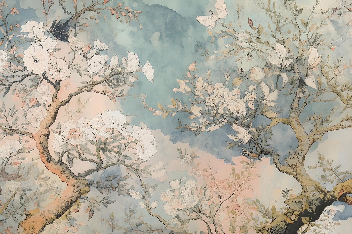 Фотообои флизелиновые Upstream Цветущая сакура 180х120 см (VINT-019/2)