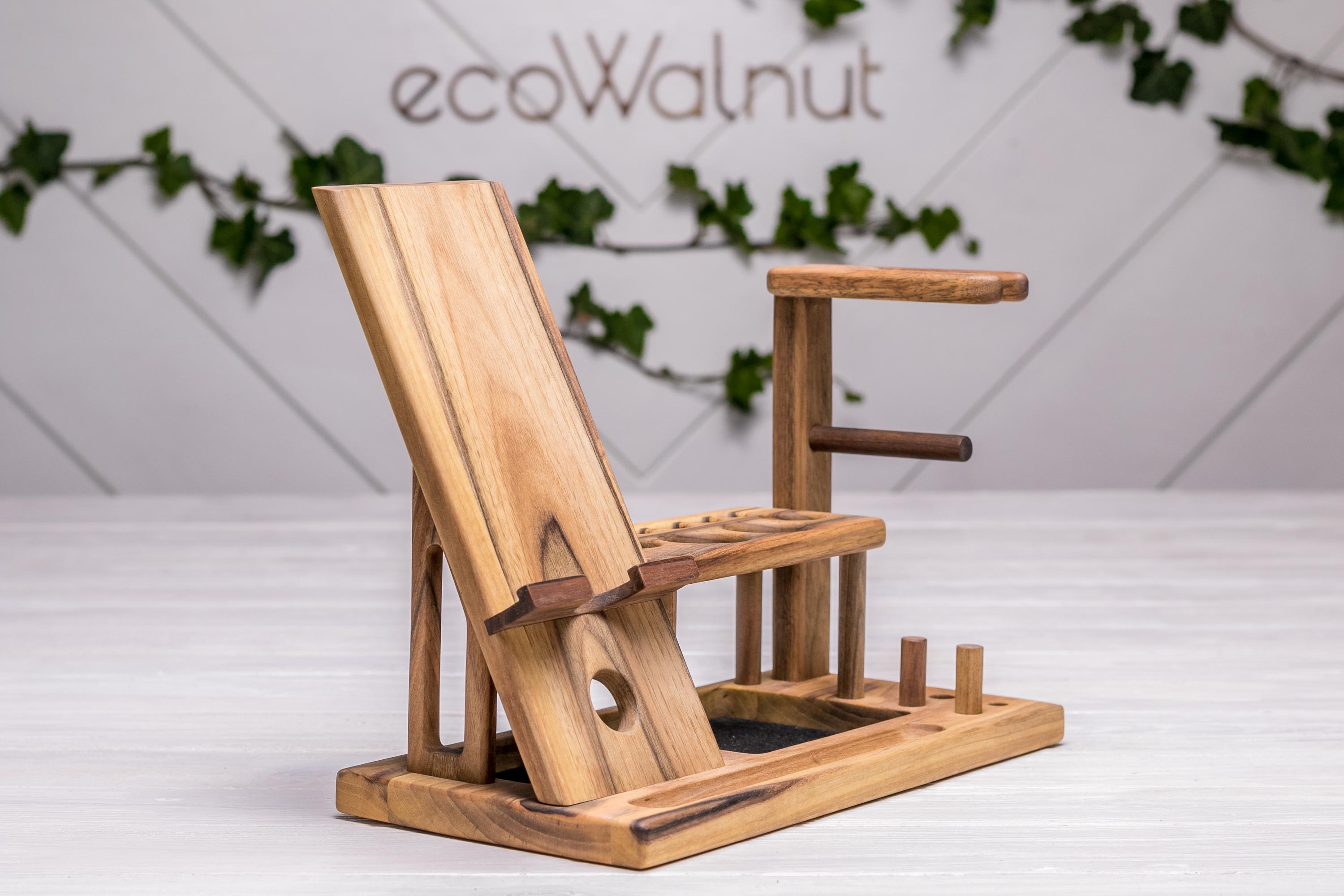 Косметичка из дерева EcoWalnut женская настольная для косметики/телефона с именным логотипом (EW-7) - фото 10