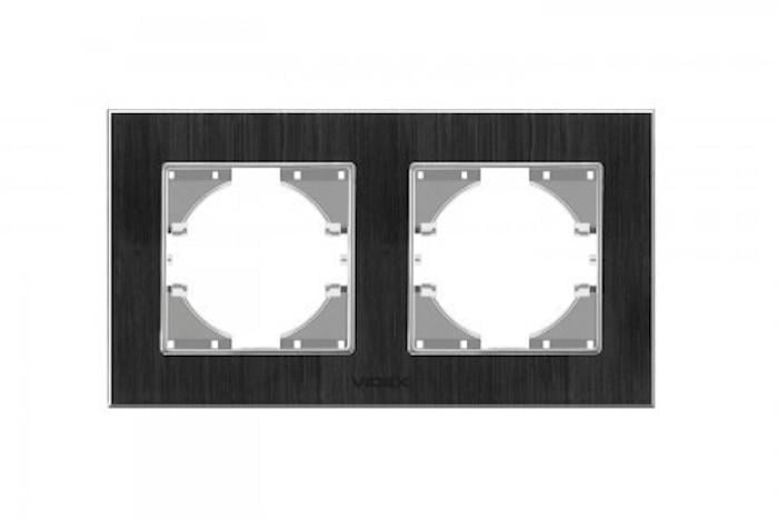 Рамка двомісна горизонтальна Videx Binera Чорний алюміній (00000013064)