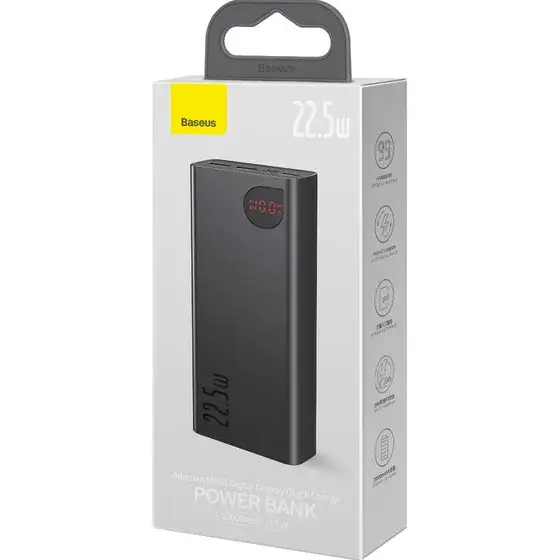 Батарея портативная BASEUS Adaman Metal Display Quick Charge PPAD070101 20000 mAh 22,5W Black - фото 5