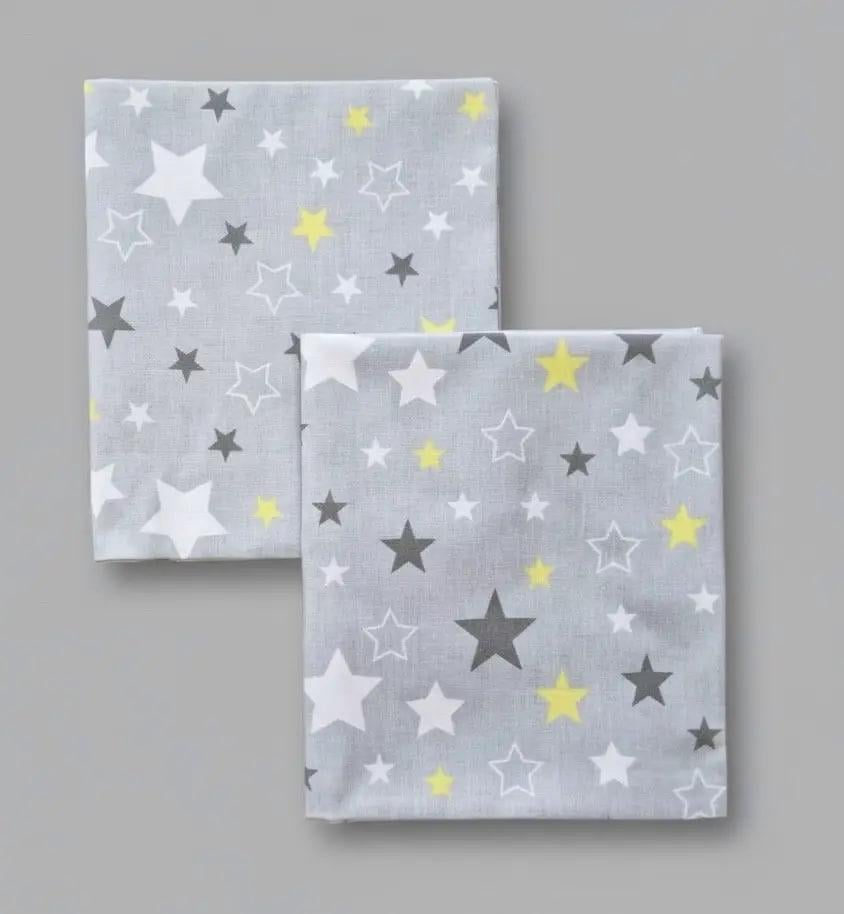 Пеленка детская BST из натуральной хлопковой ткани 2 шт. 90х80 см Серый/Желтый (2172874969)