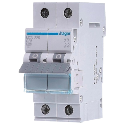 Автоматический выключатель Hager MCN225 1 фаза C 25A ток короткого замыкания 6 kA