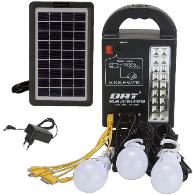 Фонарь переносной прожектор Solar Dat AT-999 с солнечной панелью и павербанк