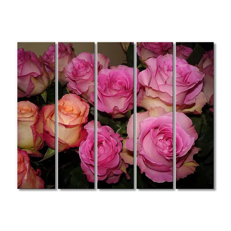Картина модульная Букет розовых роз 5 модулей 120x180 см
