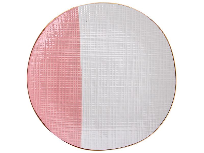 Тарелка фарфоровая Light House Два цвета 25 см Белый/Розовый (944-052)