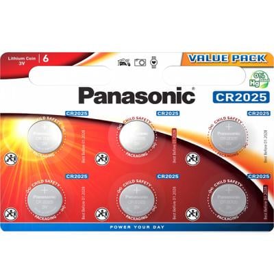 Батарейки литиевые Panasonic CR2025 блистер 6 шт.